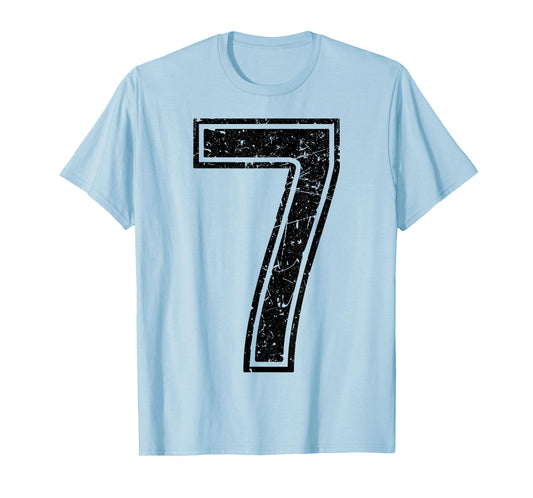 Number 7 Black Vintage Sports Team T-Shirt