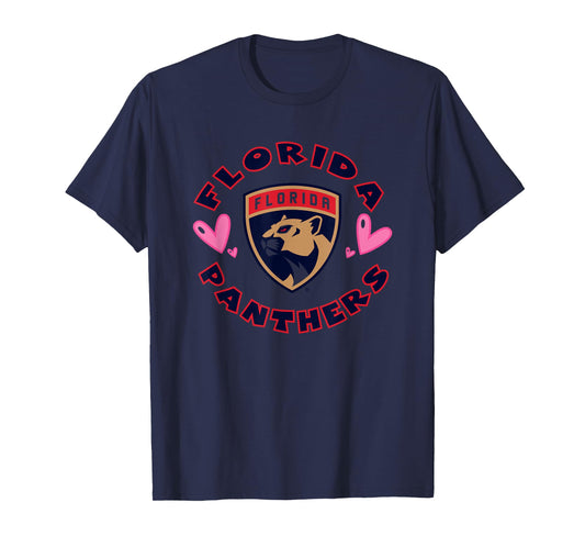 Florida Panthers Valentine Hearts NHL Officially Licensed T-Shirt