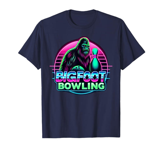 Bigfoot Bowling Funny Sasquatch Bowler Alley Pin Graphic T-Shirt