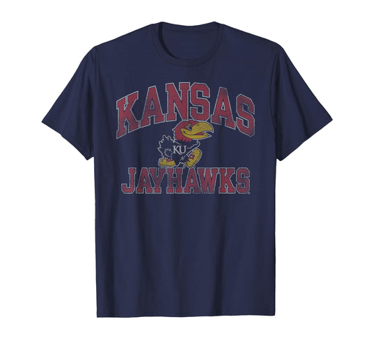 Kansas Jayhawks Vintage Worn Blue Officially Licensed T-Shirt