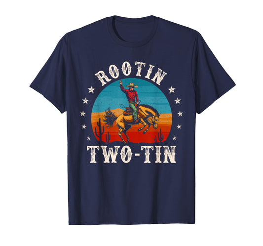 Rootin Two-tin Cowboy 2nd Birthday 2 Year Old Boy Rodeo Bday T-Shirt