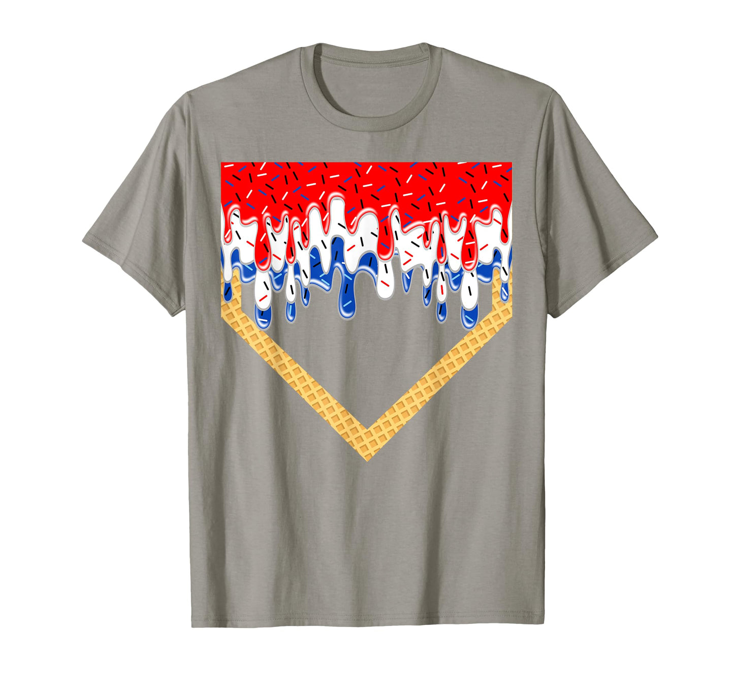 Baseball Drip American Flag Home Plate 4th Of July Patriotic T-Shirt