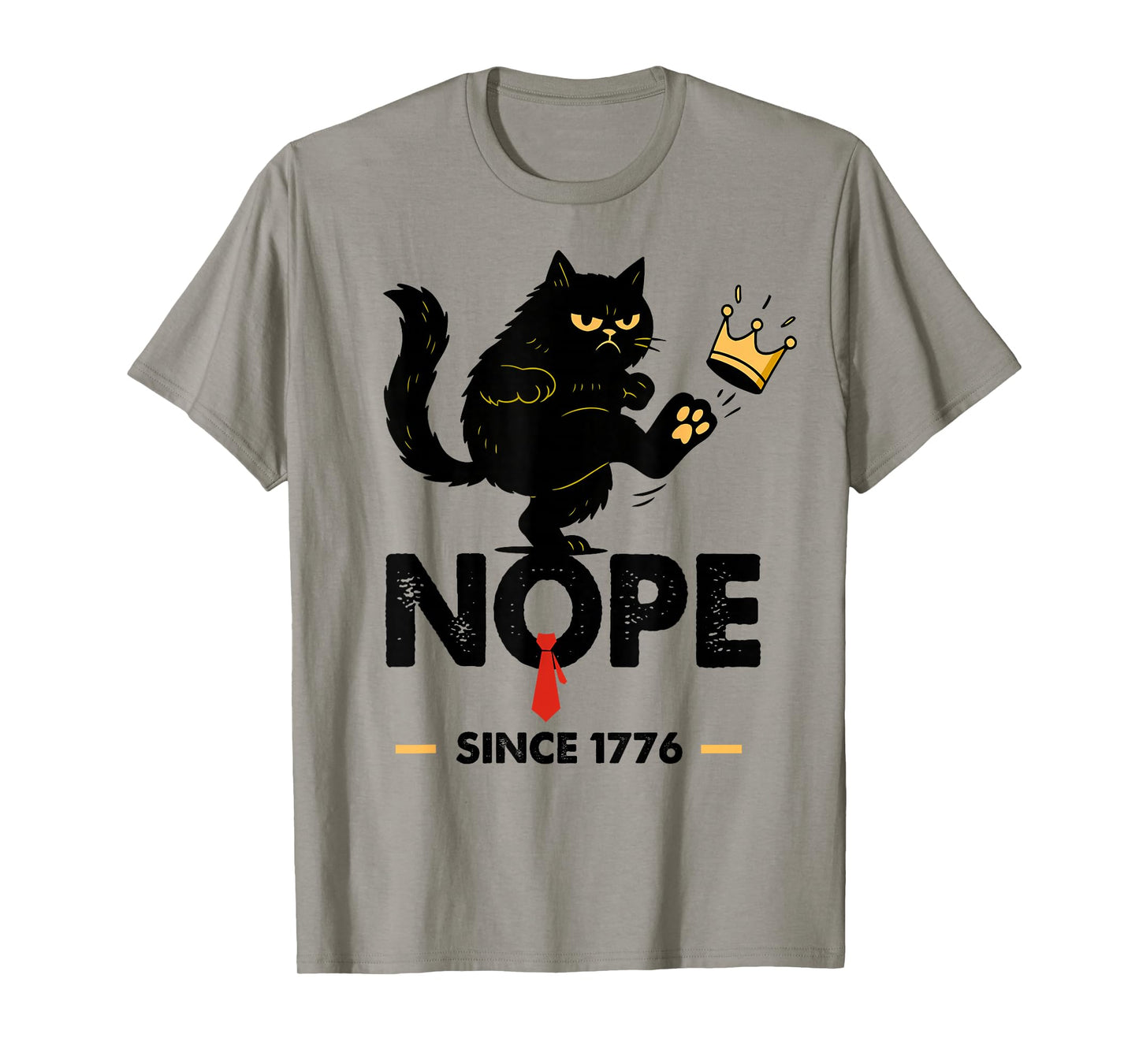 Nope No Kings in America Since 1776 Funny Black Cat T-Shirt
