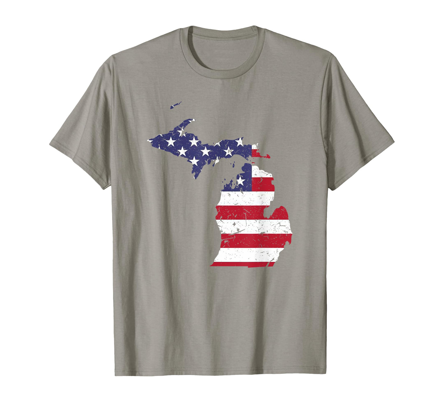 Michigan Map State American Flag Shirt 4th Of July Pride Tee T-Shirt for Women Kids Men
