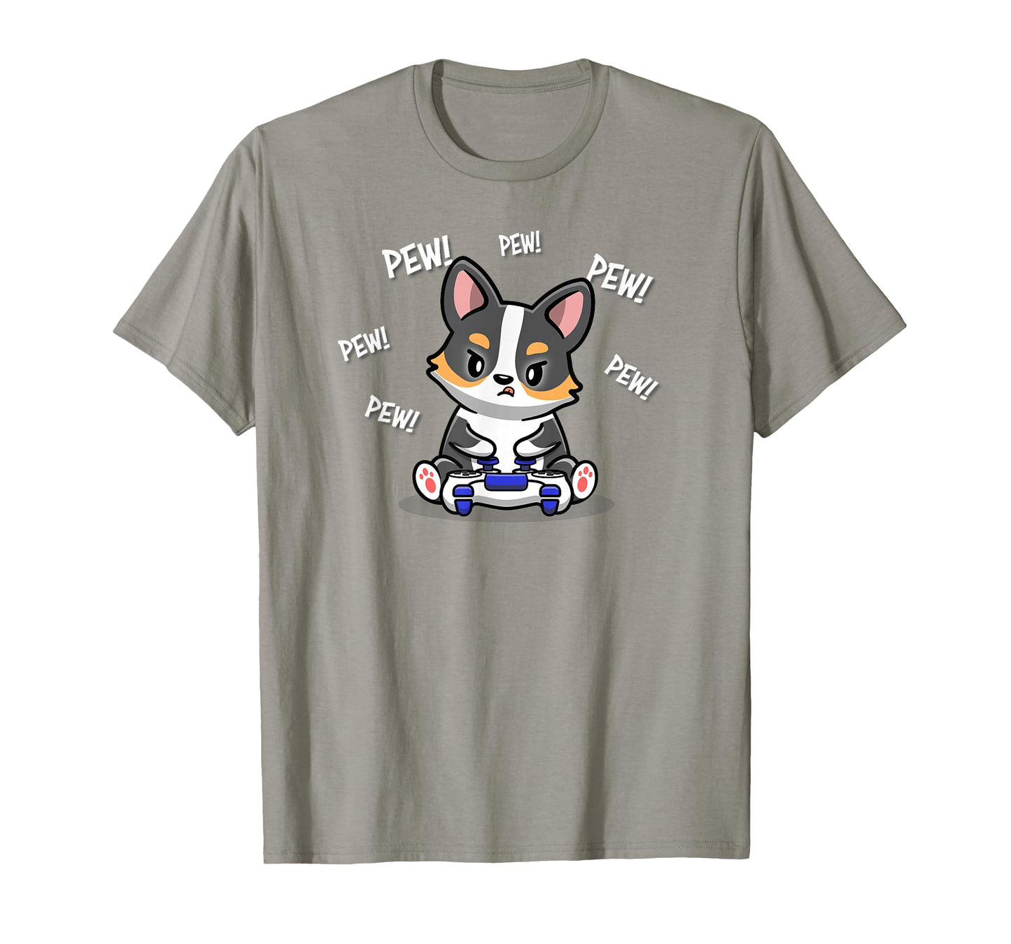 Funny Kawaii Kids Video Gamer Black Tricolor Corgi Lover T-Shirt