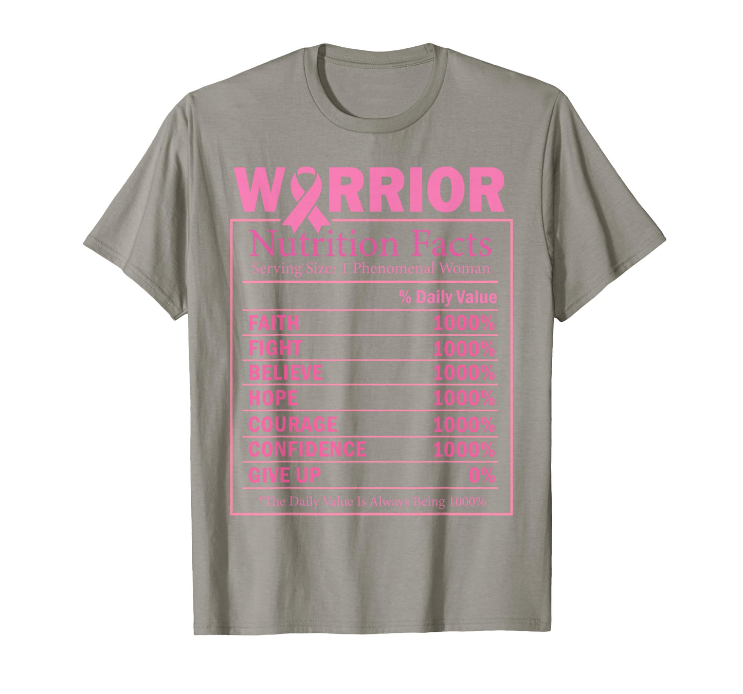 Warrior Nutrition Facts Breast Cancer Awareness T-Shirt