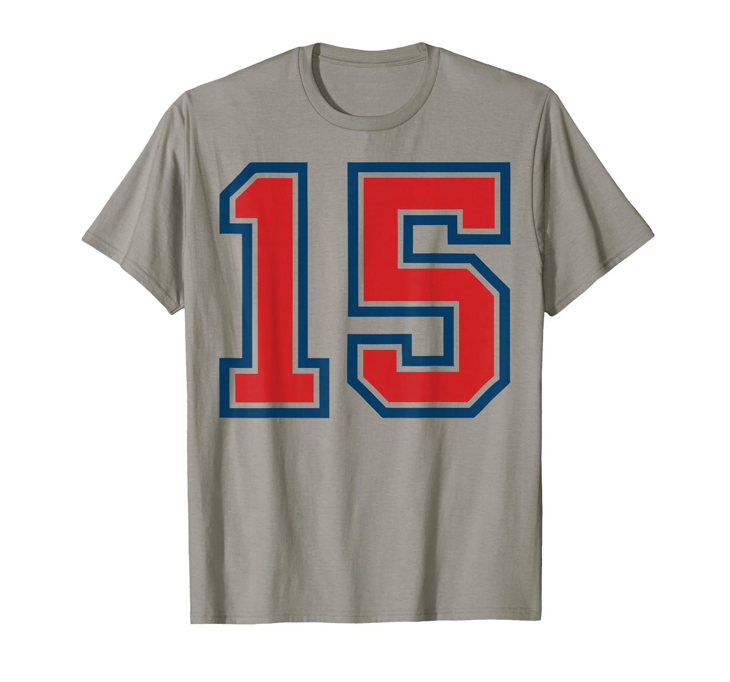 Red and Blue Sports Number 15 Jersey Uniform Player Fan T-Shirt