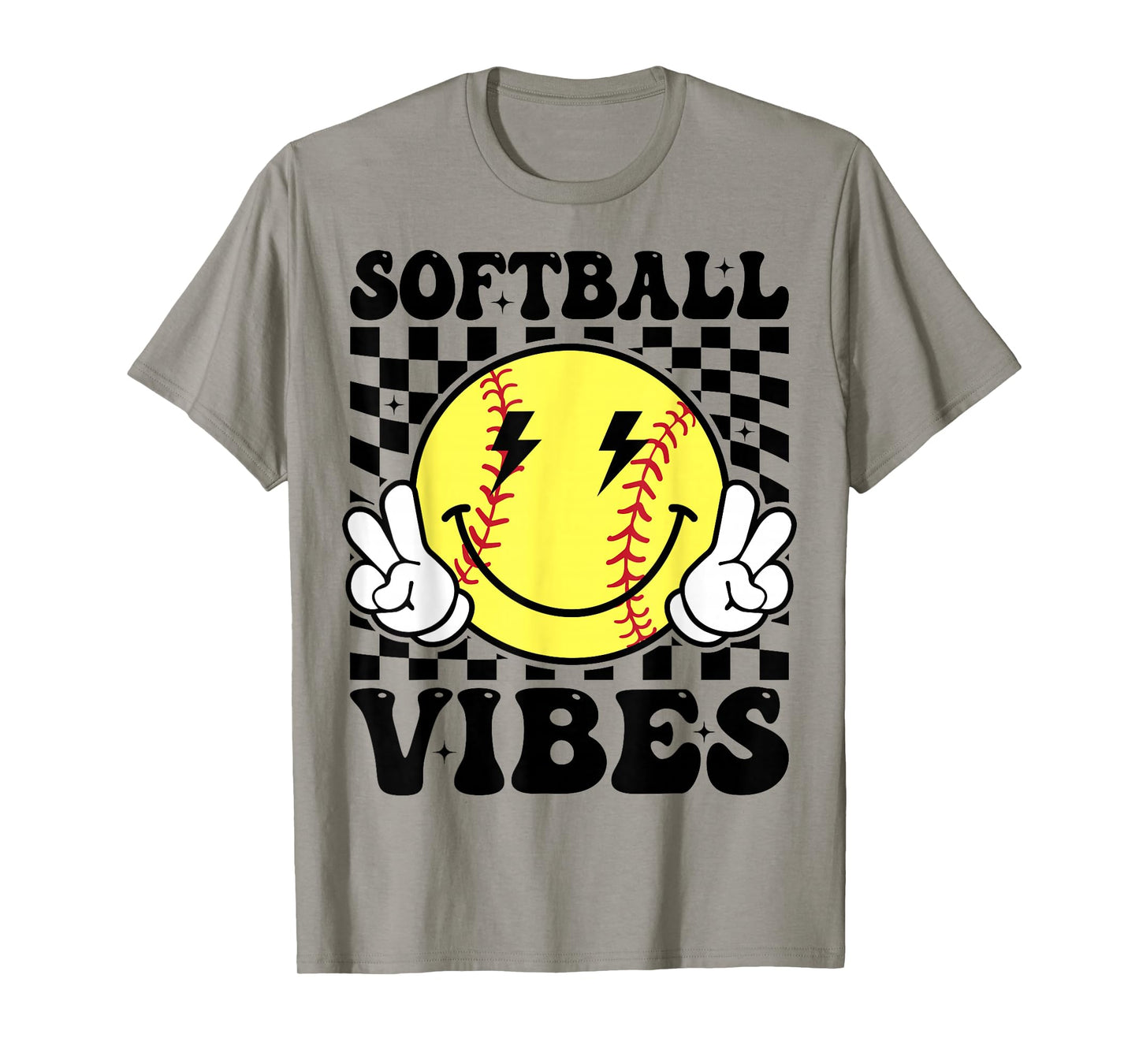 Softball Vibes Softball Retro Groovy Game Day Girls Women T-Shirt