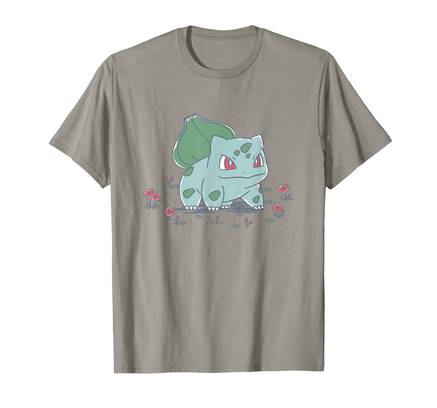 PokΓ©mon Bulbasaur Standing In Flower Garden Retro Sketch T-Shirt