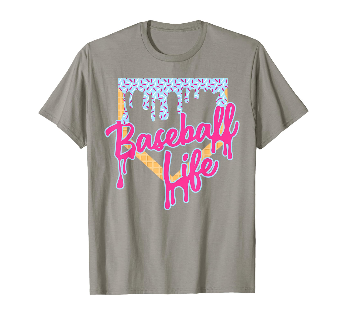 Baseball Life Baseball Home Plate Ice Cream Dripping T-Shirt