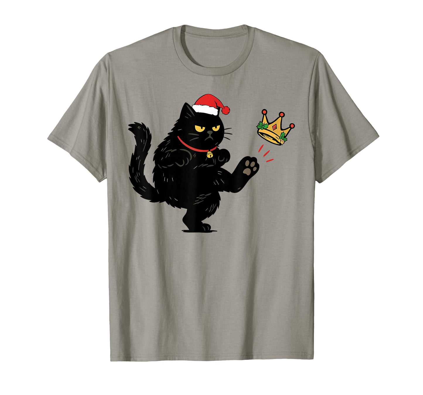 Funny No Kings Black Cat Christmas Santa Hat T-Shirt