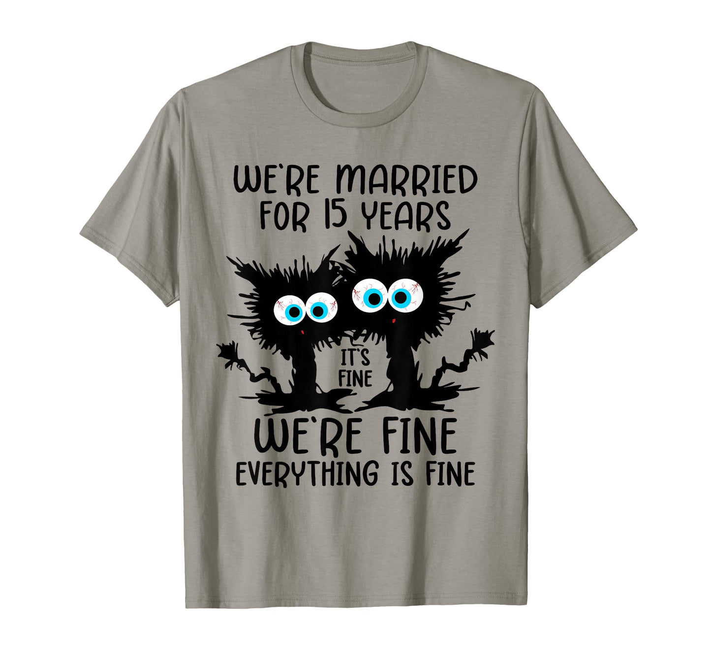 Crystal Wedding We're Married For 15 Years T-Shirt, Small, Grey