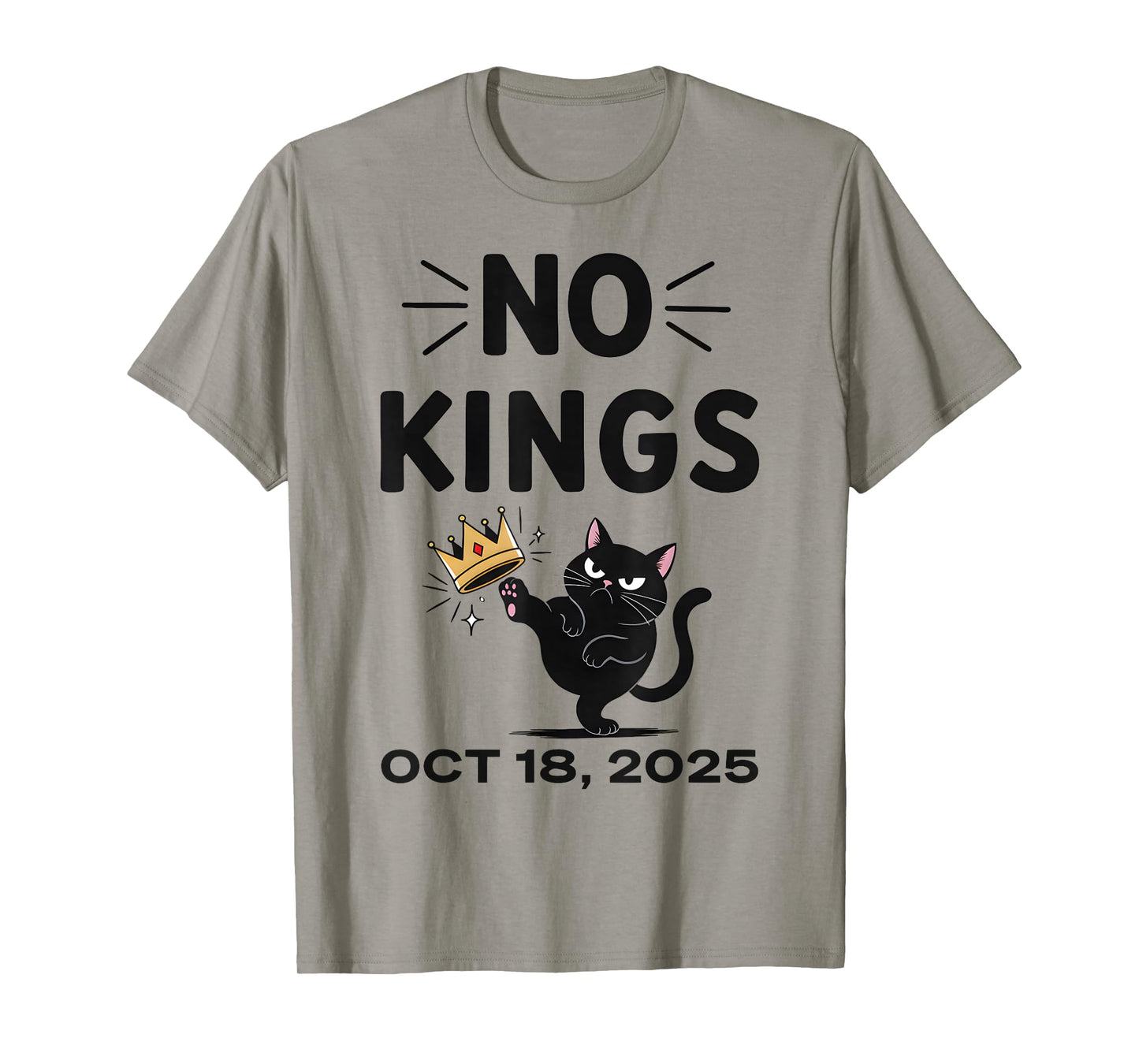 Black Cat No Kings October 18 No Kings Day T-Shirt