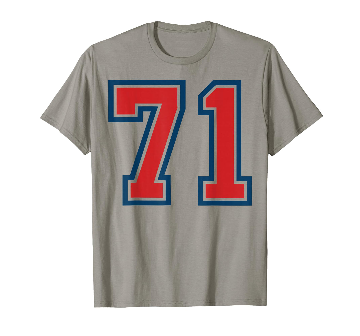 Red and Blue Sports Number 71 Jersey Uniform Player Fan T-Shirt