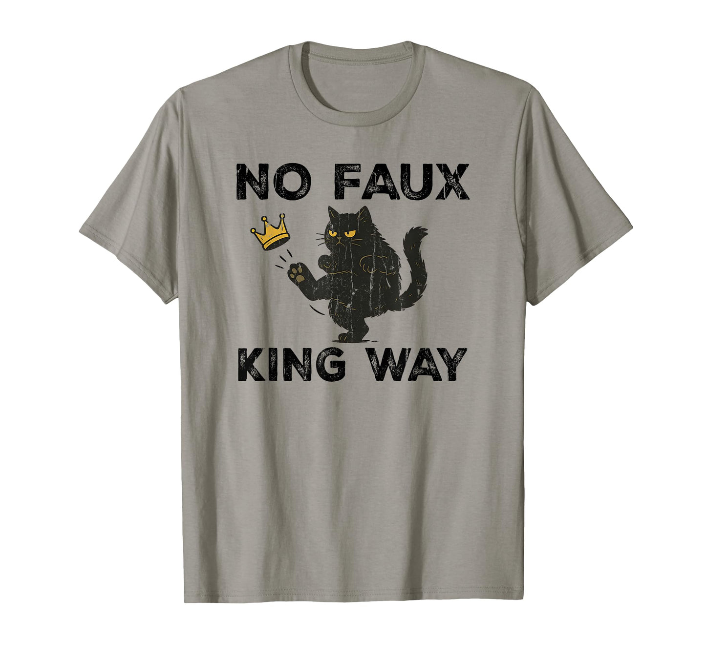 No Faux King Way, No Kings In America, Funny Black Cat T-Shirt