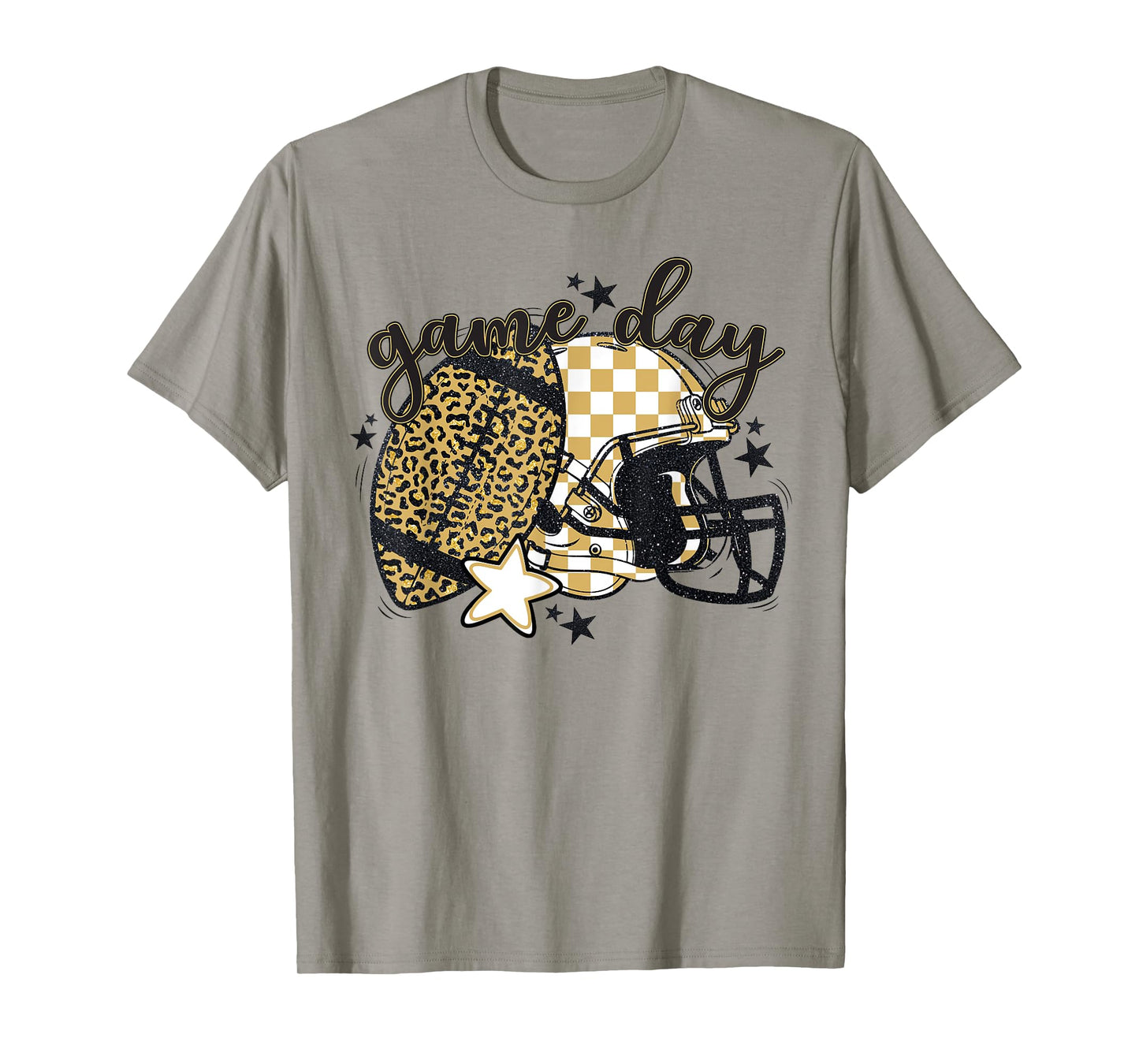 Yellow Leopard Game Day Football Touchdown Season Men Boys T-Shirt