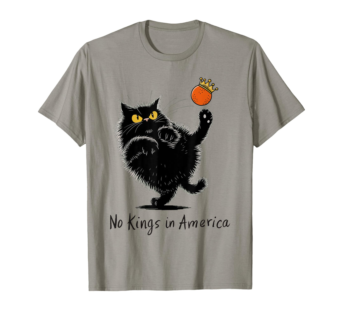 Black cat No Kings In America We The People Political T-Shirt for Men Women Kids