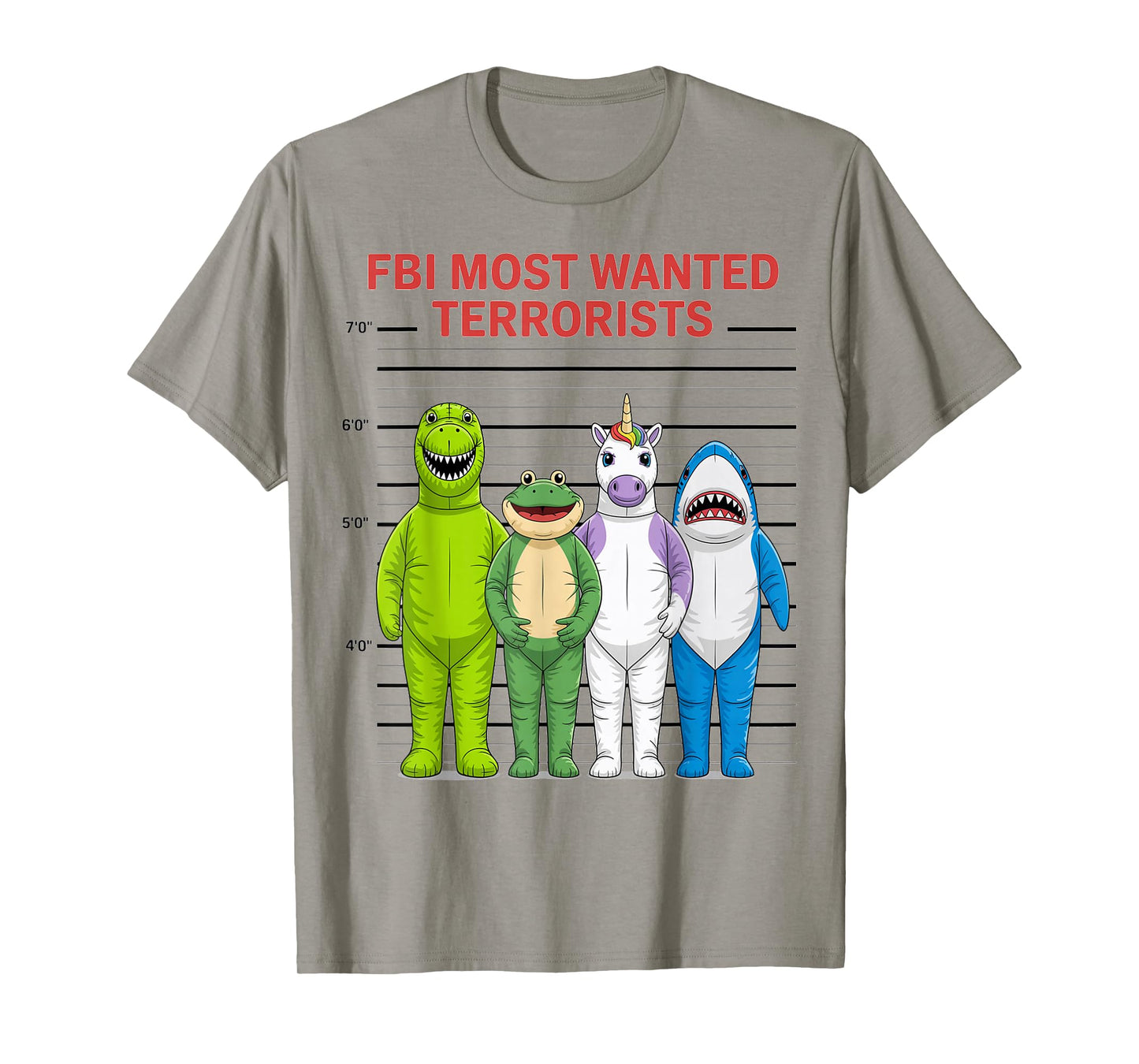 Frog Resist Fascism No Kings Unicorn Dinosaur Shark Mugshot T-Shirt