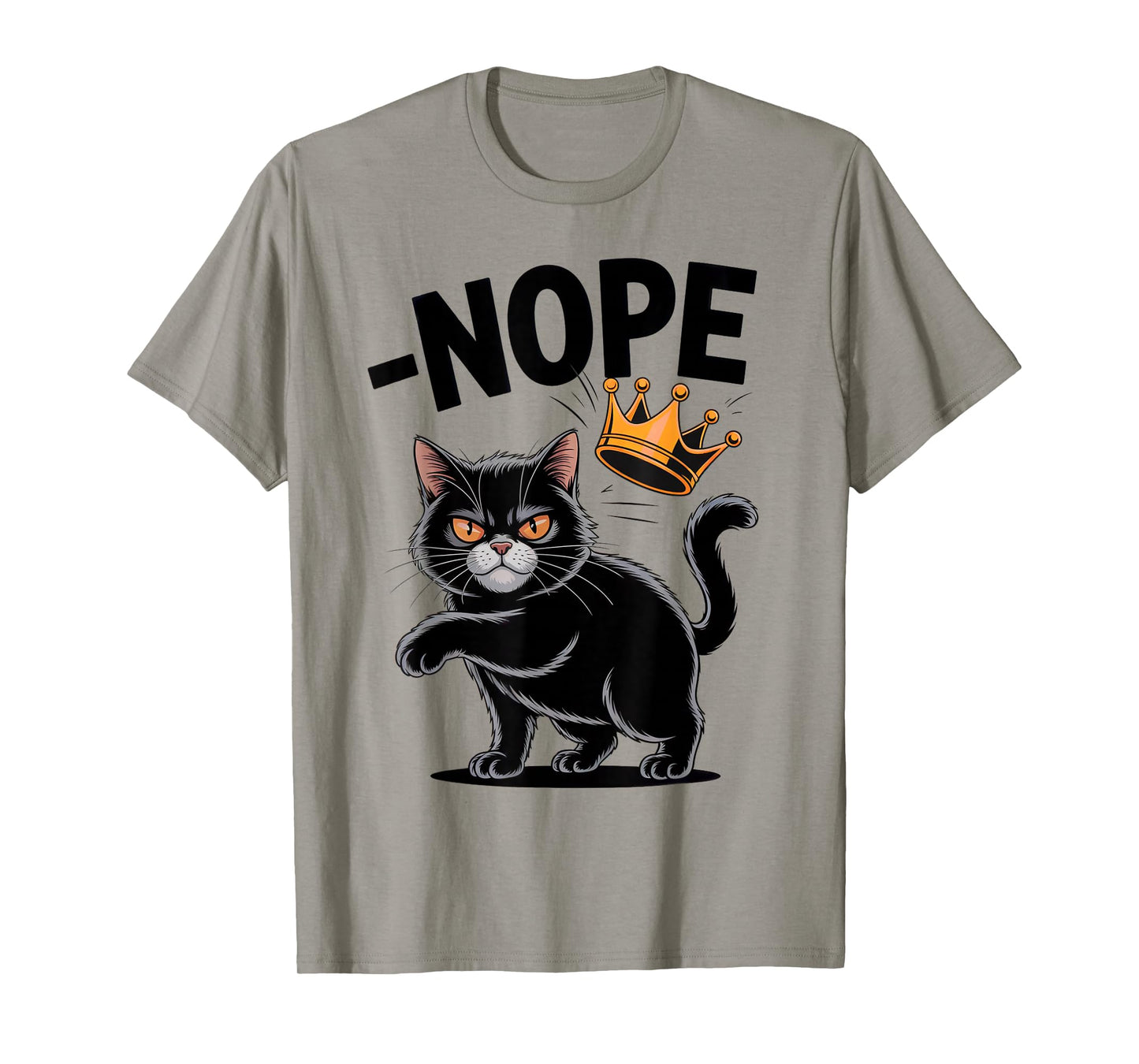 No Kings In America Funny Black Cat Kicking Crown T-Shirt