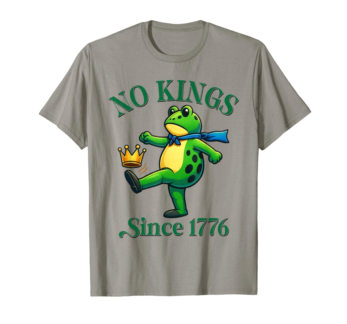 No Kings Since 1776 Portland Frog Kicking Crown Retro T-Shirt