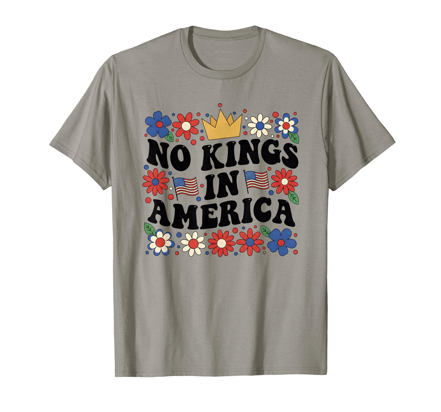 Floral No Kings in America Women Democracy 4th July No Kings T-Shirt
