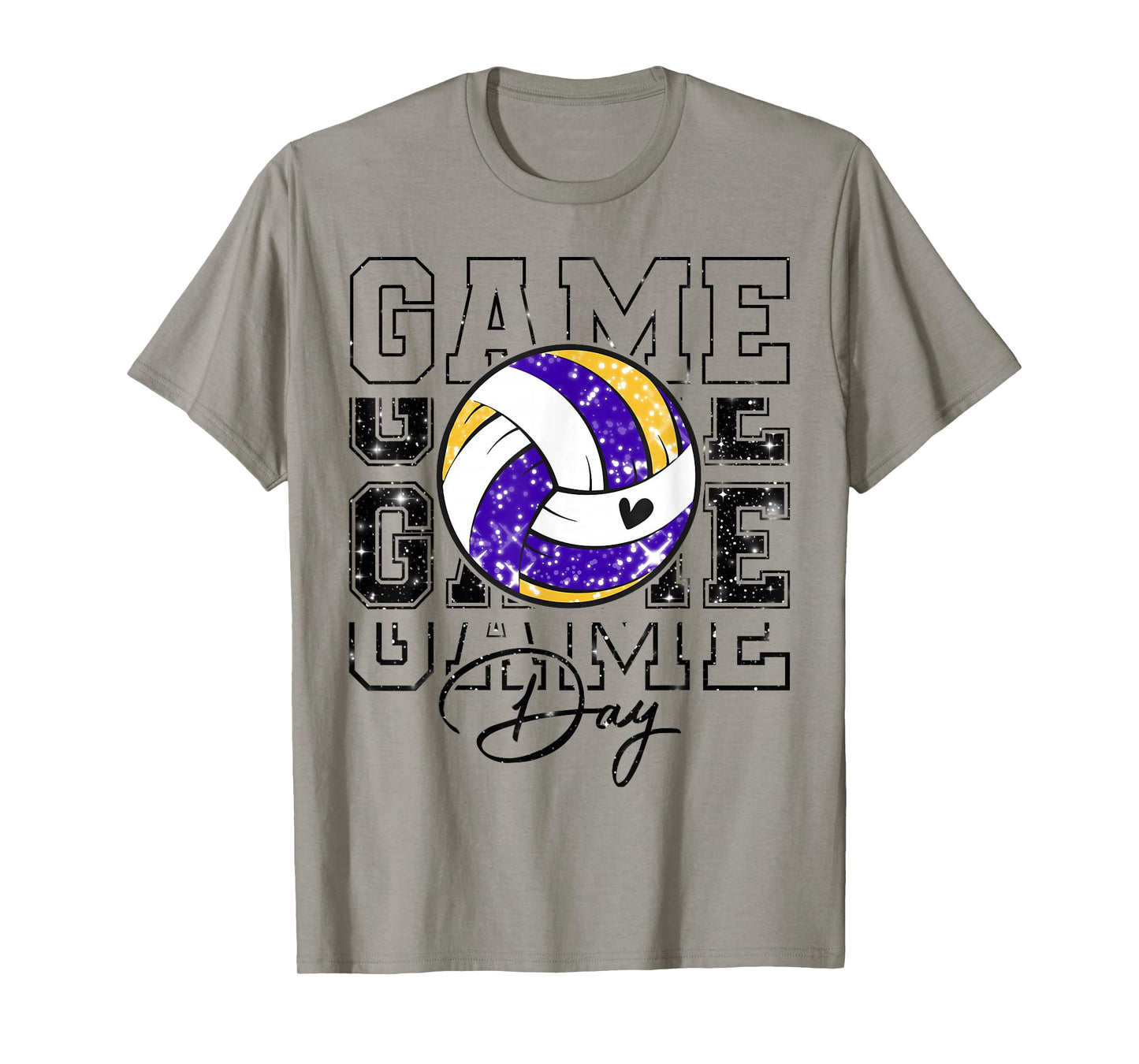 Volleyball Game Day Girls Volleyball Mom Purple & Gold T-Shirt