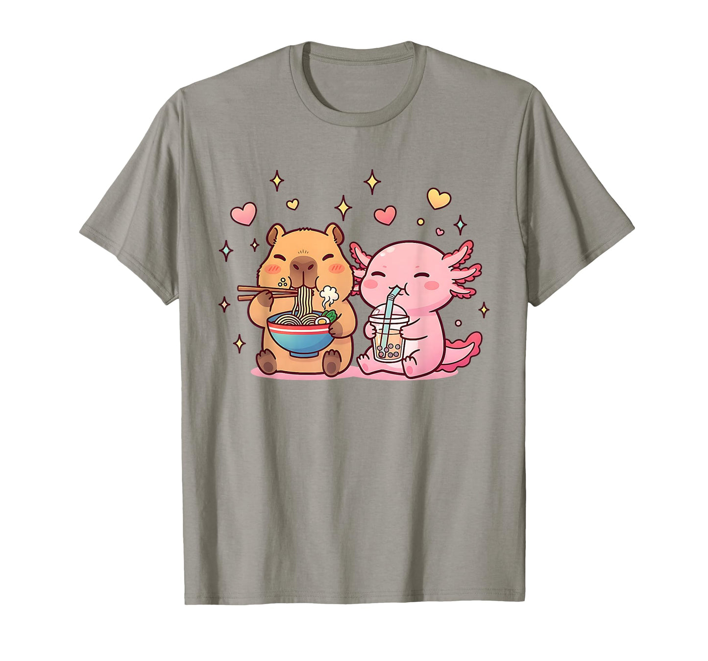 Cute Capybara and Axolotl Kawaii Funny Boba Capibara Kids T-Shirt