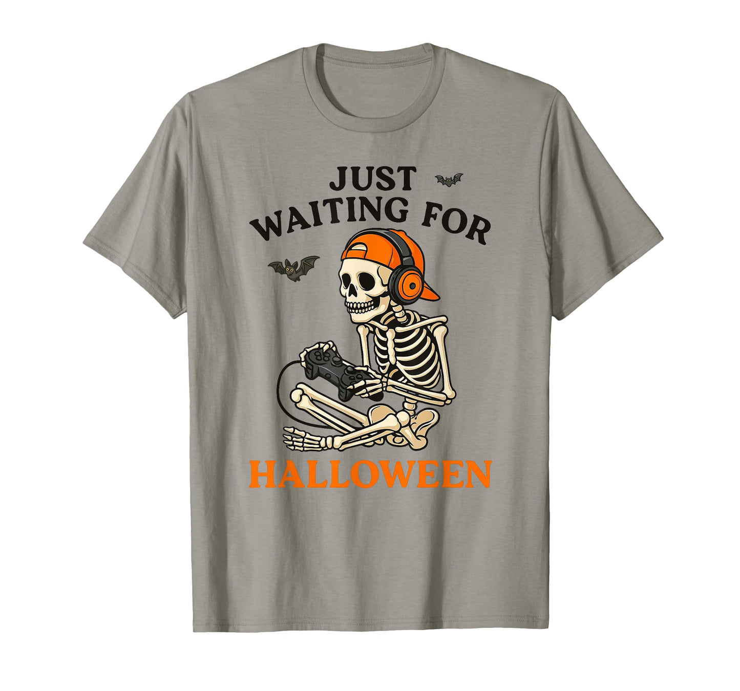 Funny Skeleton Waiting Halloween Gamer Video Gaming Teen Boy T-Shirt