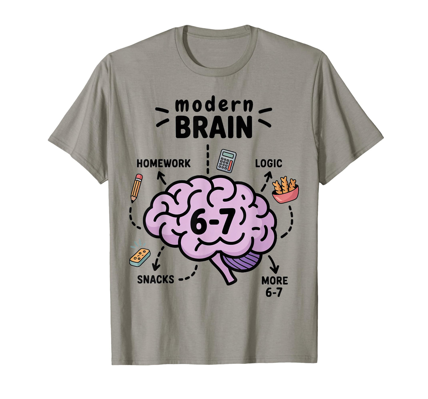 Funny Teen Tween Boys Brain Rot Science 67 Meme Six Seven T-Shirt