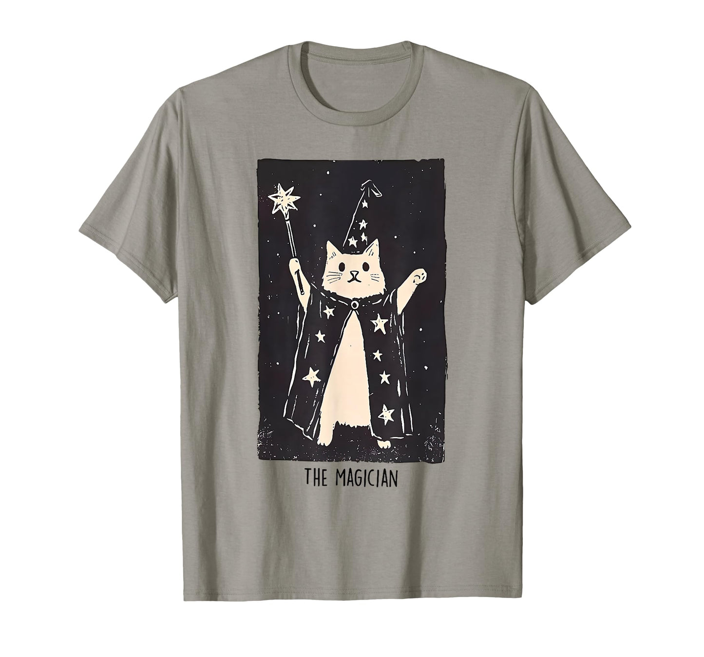 Wizard Cat Weird Funny Tarot Card The Magician Halloween Cat T-Shirt for Men Women Kids