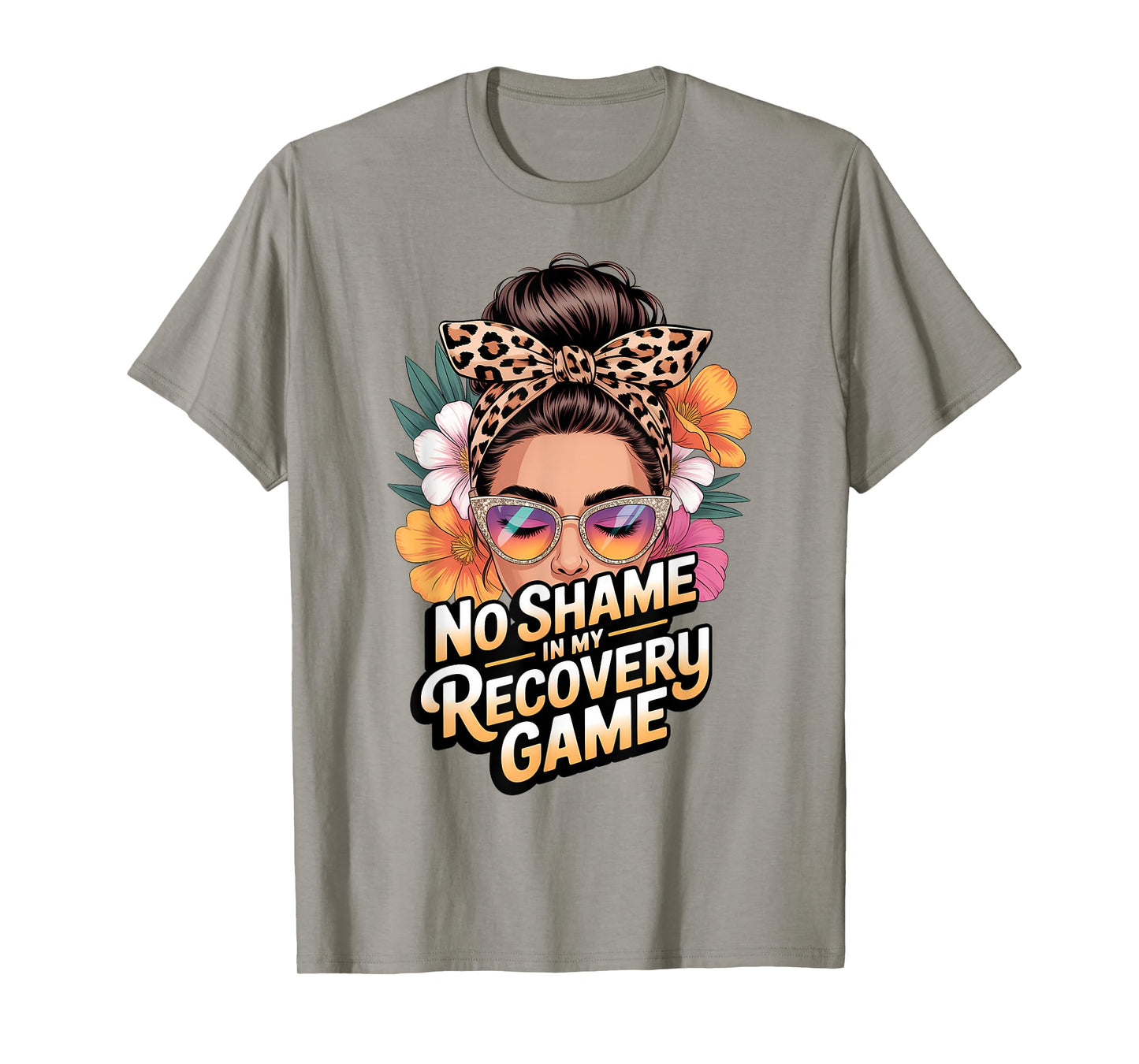 No Shame in My Recovery Game Floral Sober AA/NA Anniversary T-Shirt
