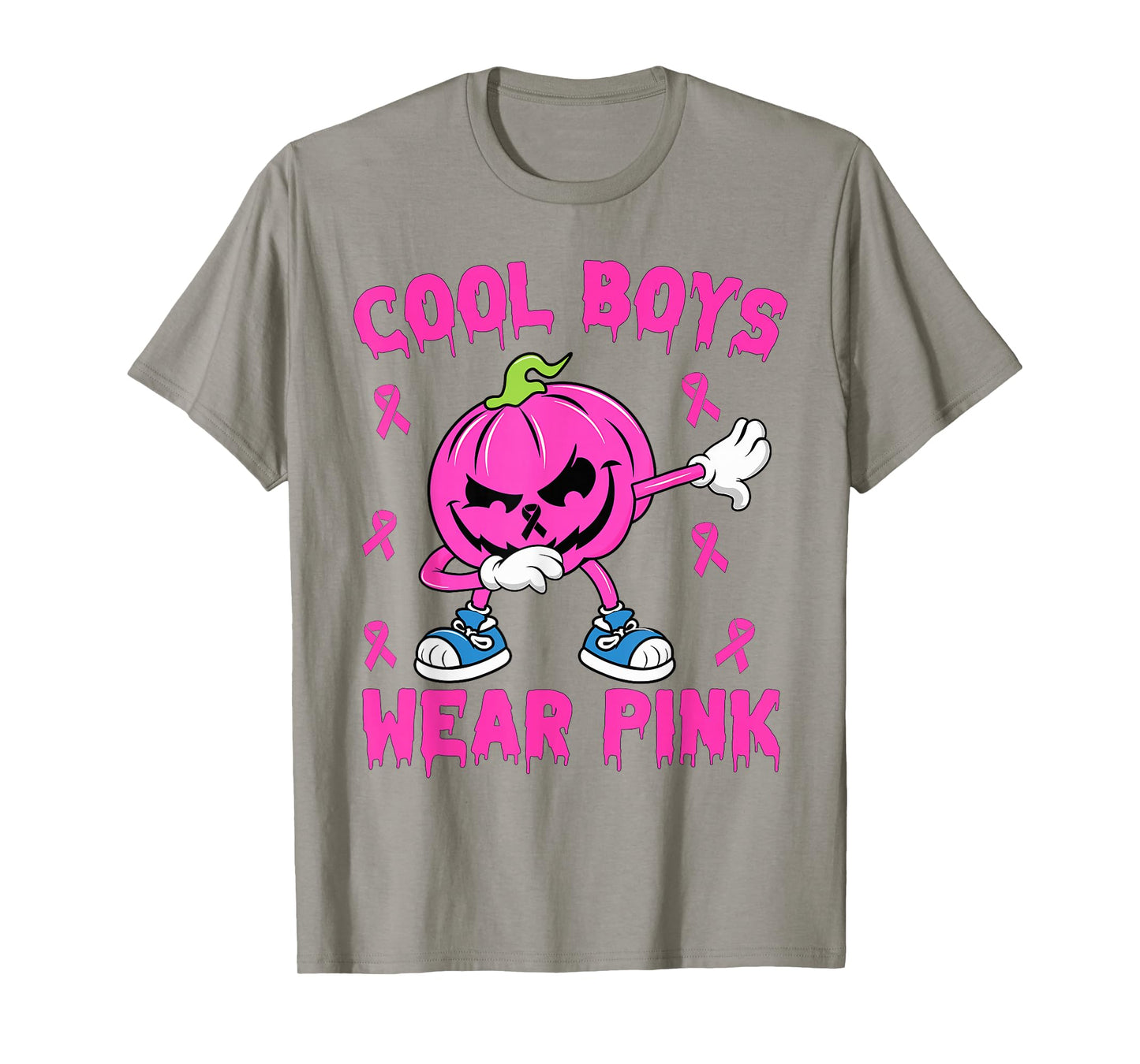 Cool Boys Wear Pink Breast Cancer Pumpkin Halloween Boys T-Shirt