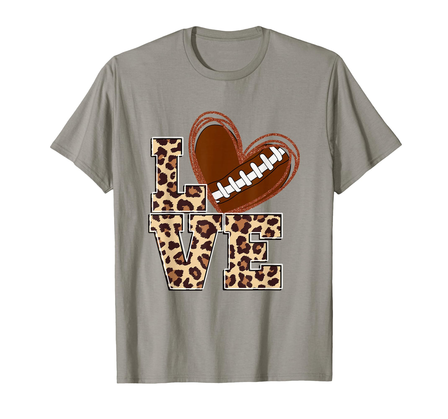 I Love Football Leopard Game Day Vibes Football Lover T-Shirt