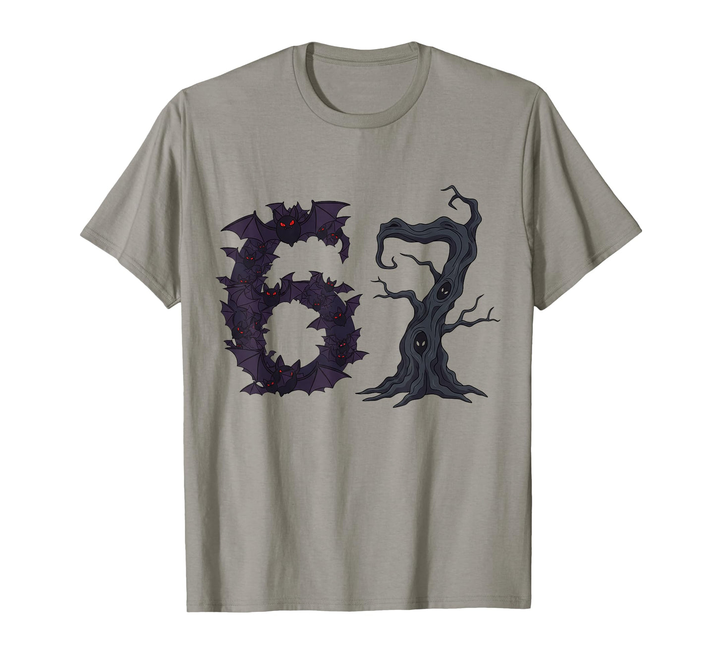 Creepy Tree and Spooked Bats Funny Teacher 67 Halloween 6-7 T-Shirt