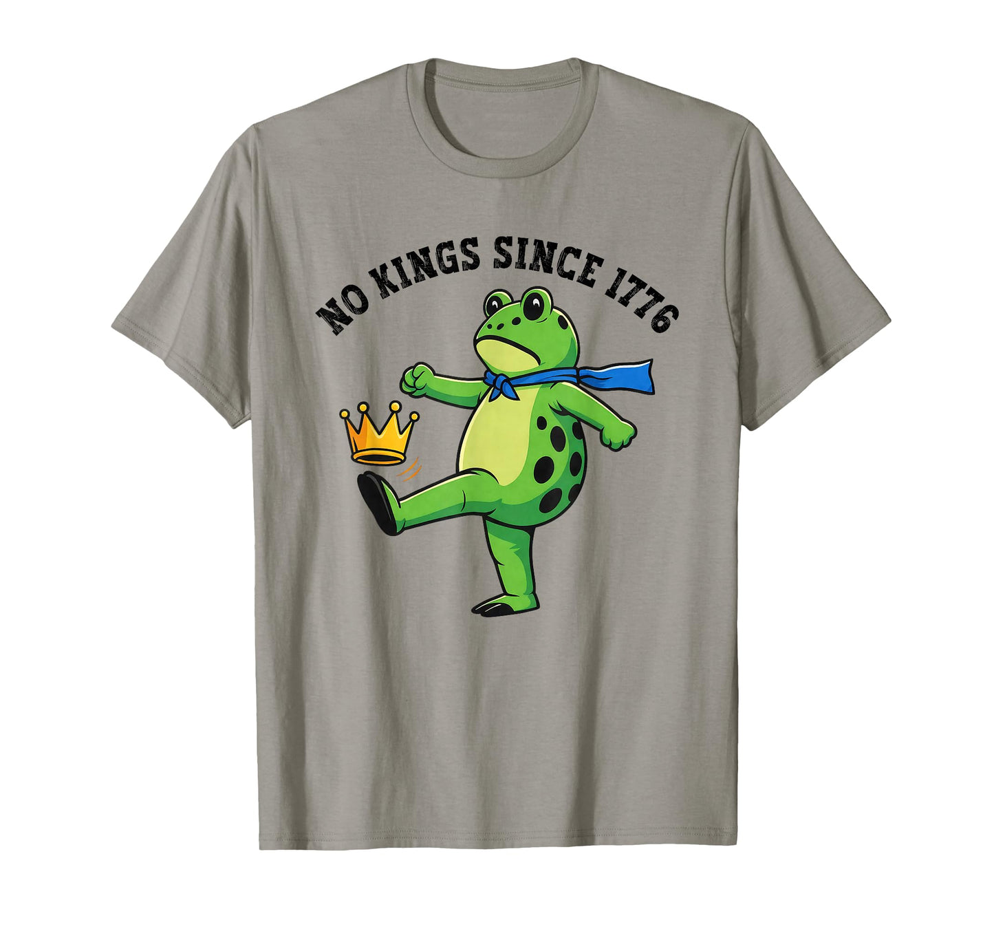 No Kings Since 1776 Portland Frog Kicking Crown Retro T-Shirt