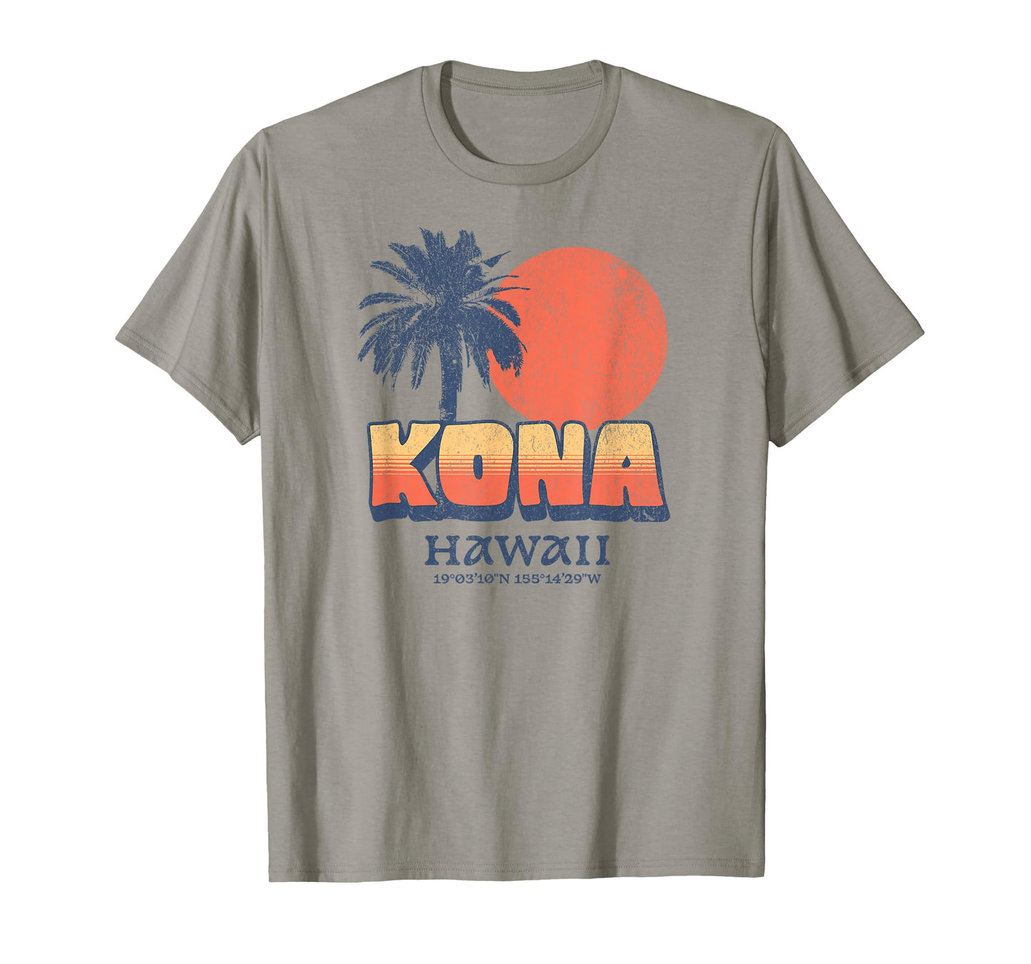 Kona Hawaii Retro Sunset Palm Tree Cute Hawaiian Beach T-Shirt