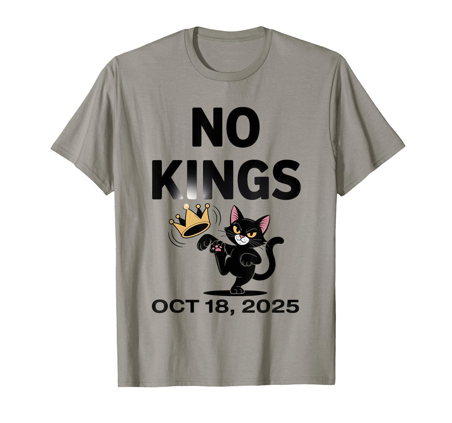 Black Cat No Kings October 18 No Kings Day T-Shirt
