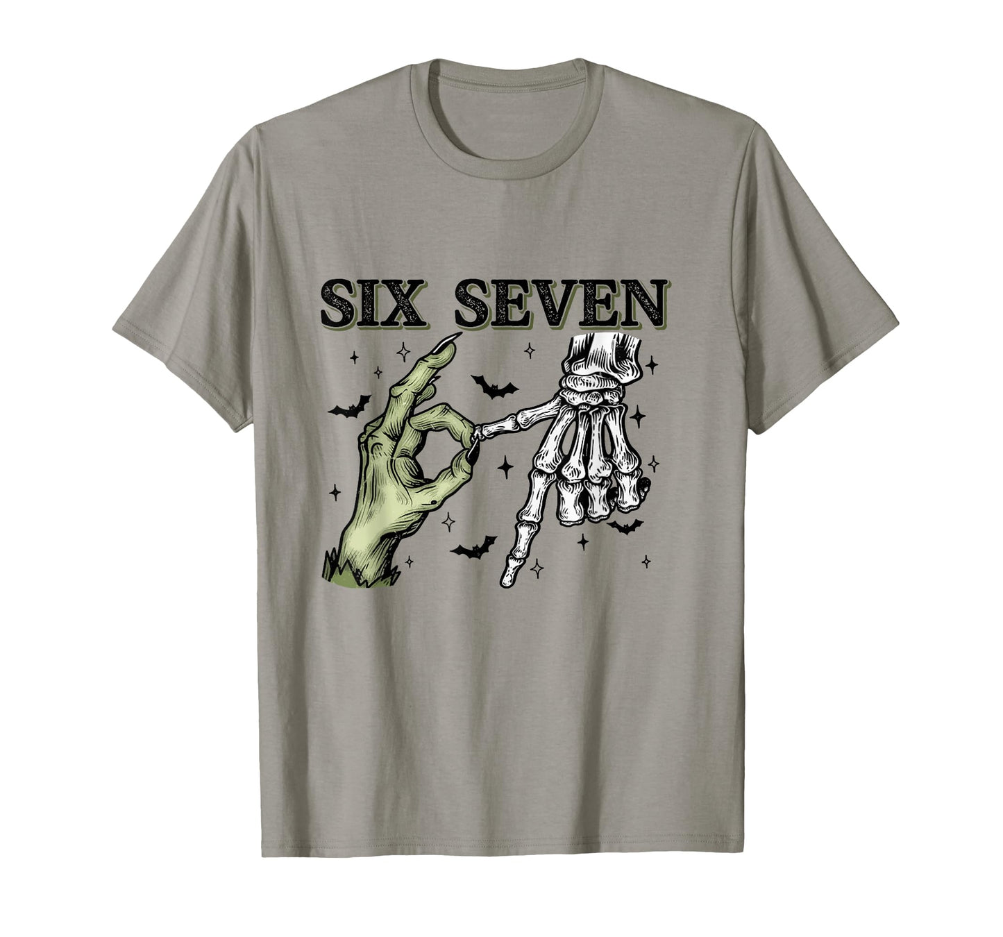 Six Seven 6 7 Halloween 67 Spooky Skeleton Monster Hands T-Shirt