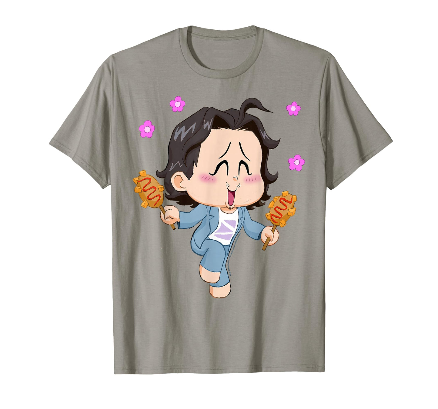 Kpop Demon Hunters Halloween Chibi Bobby Enjoying Corn Dogs T-Shirt