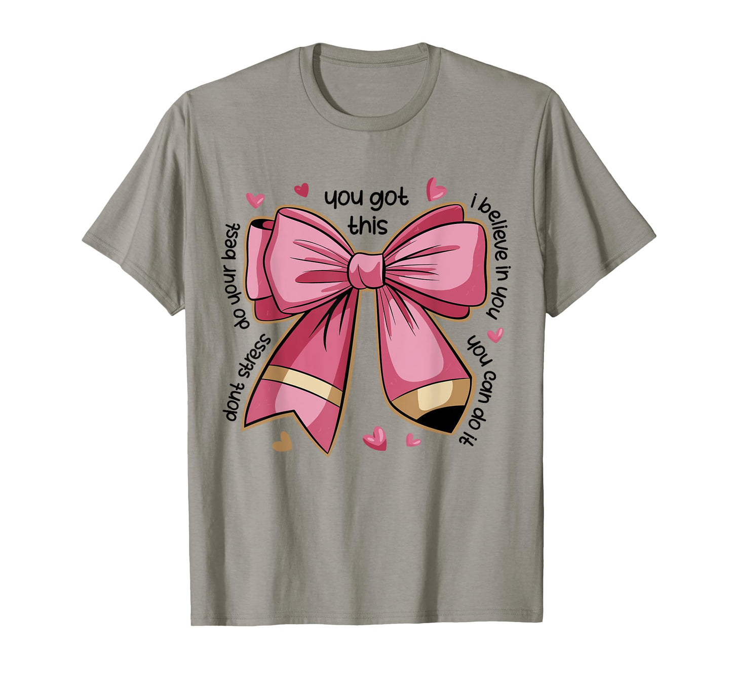 Pencil Coquette Bow Test Day Teacher Motivational Testing T-Shirt