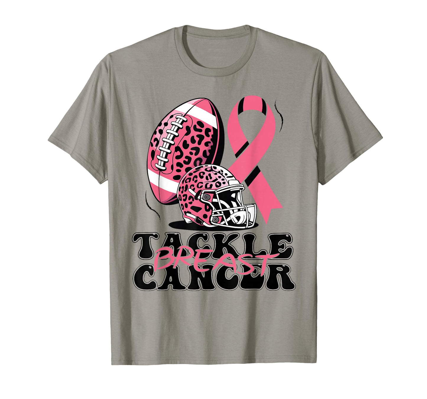 Tackle Breast Cancer Awareness American Football Leopard T-Shirt