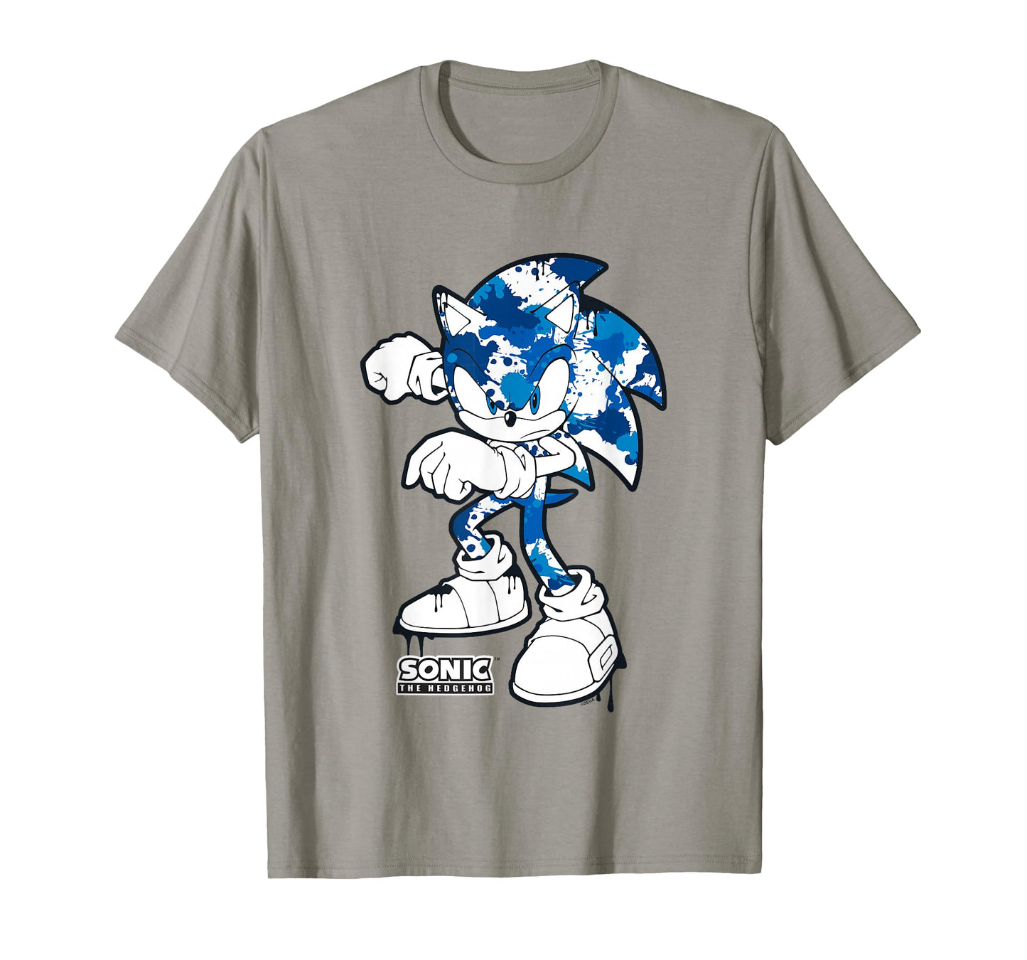 Sonic The Hedgehog Dripping Paint Urban Style Portrait T-Shirt