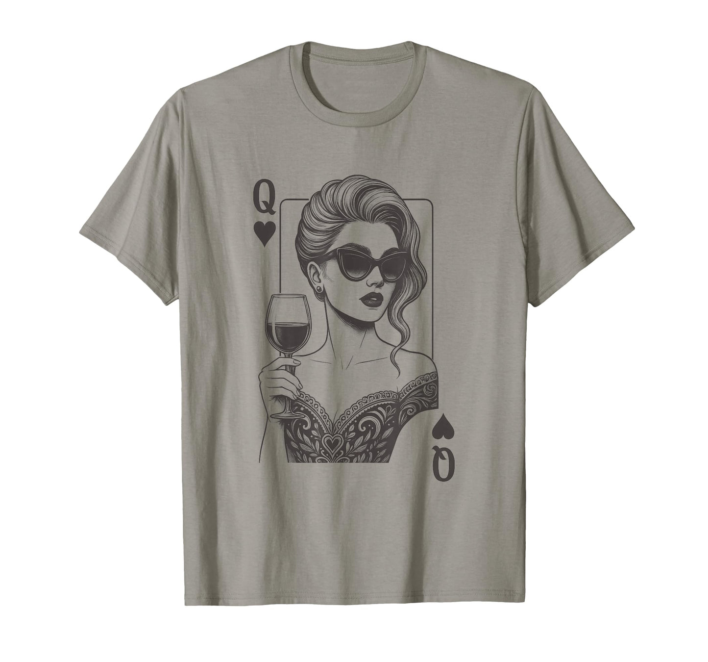 Queen of Hearts Playing Card Deck Women Vintage T-Shirt