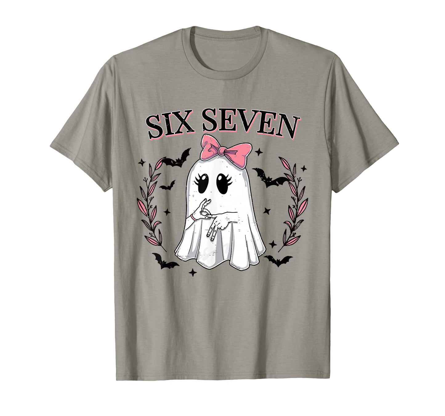 Funny Six Seven Meme 67 Spooky Ghost Halloween 6 7 Cute Girl T-Shirt