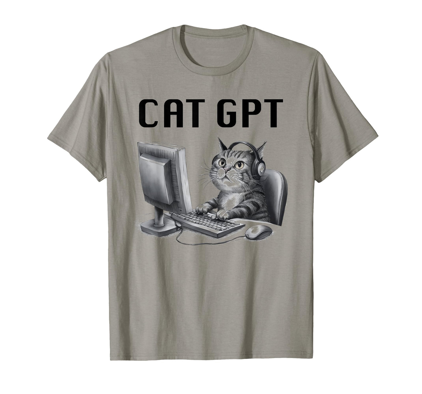 CAT GPT Funny AI Cat - Computer Chat Bot Humorous Kitty Pun T-Shirt