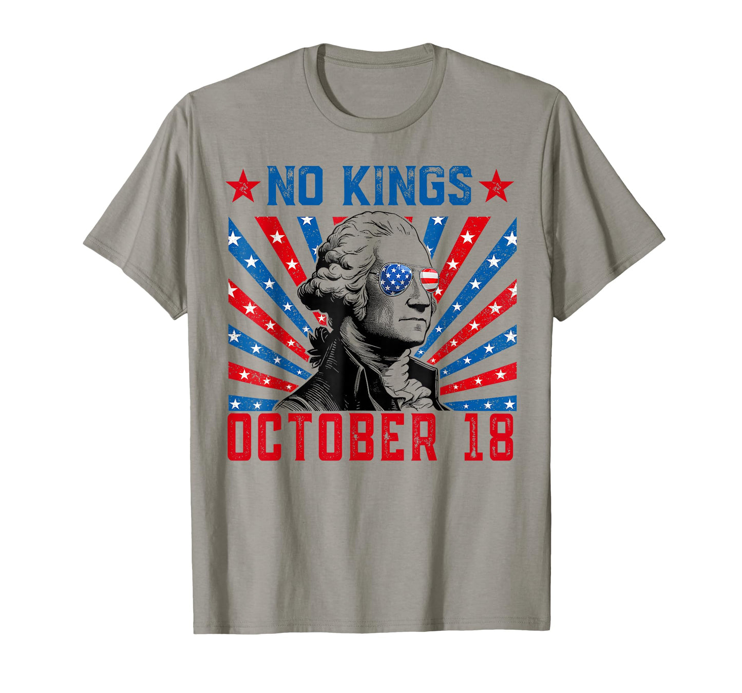 No Kings October 18 No Kings Day Retro George America Flag T-Shirt