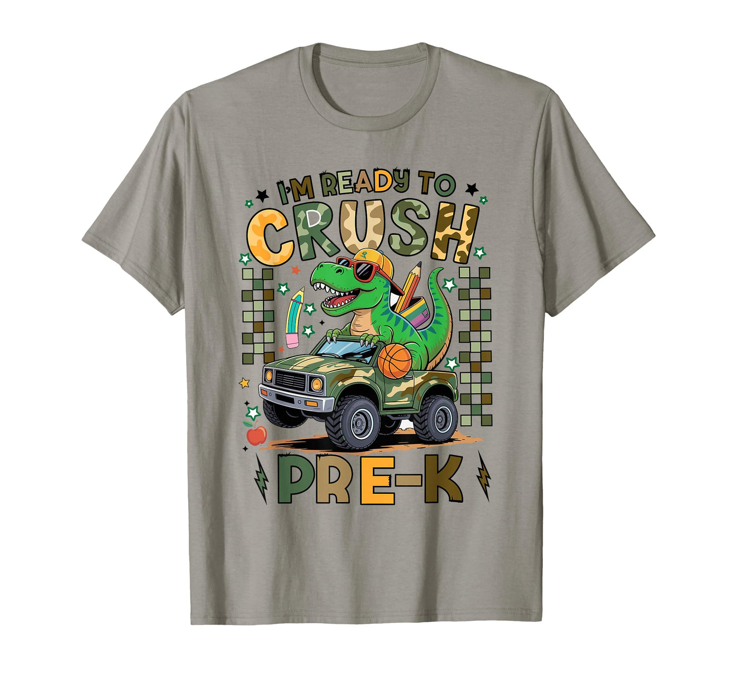 Back to School Kids Boys Iβm Ready to Crush Pre-k T-Rex T-Shirt