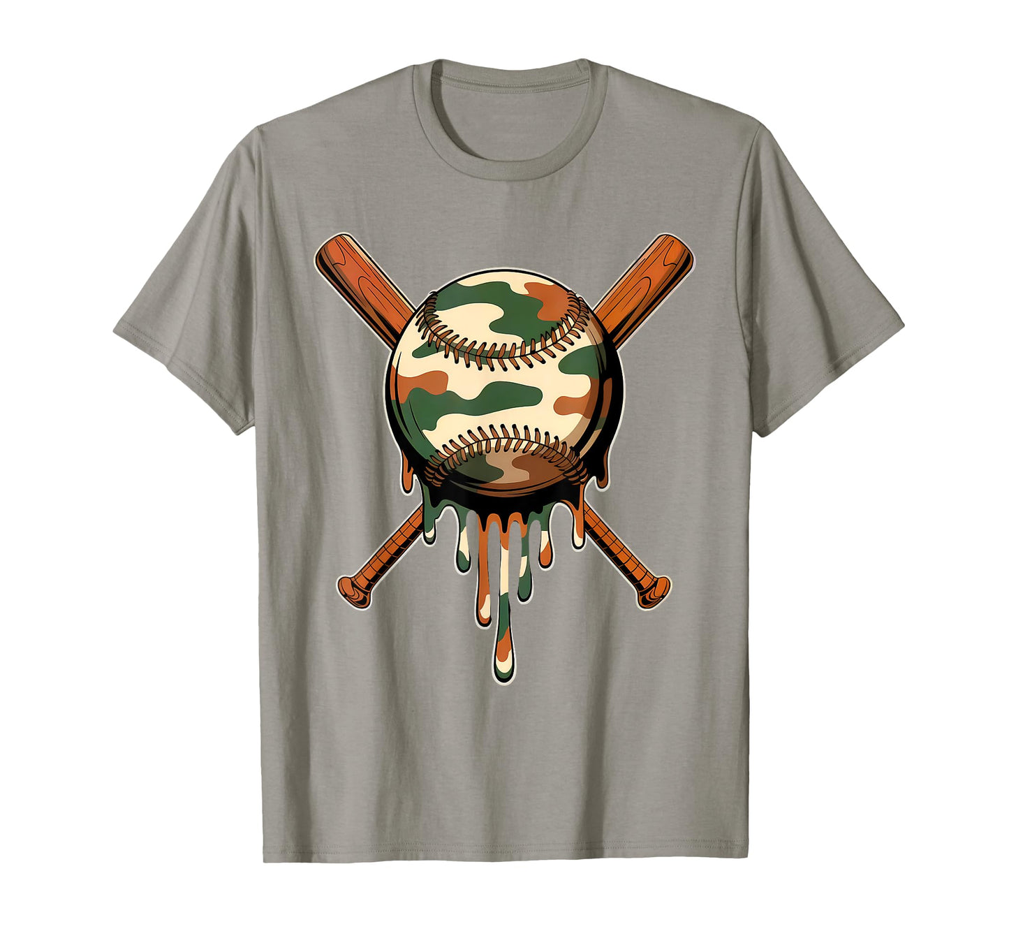 Baseball Drip Camo Baseball Bats Boys Sports Cool Game Day T-Shirt