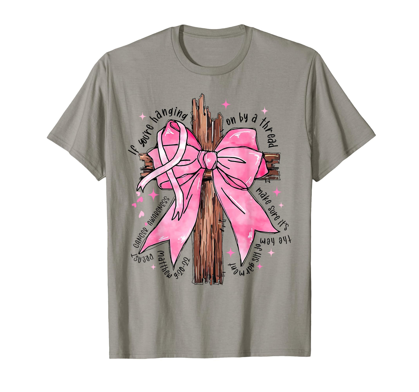 Christian Jesus Pink Coquette Bow Breast Cancer Awareness T-Shirt