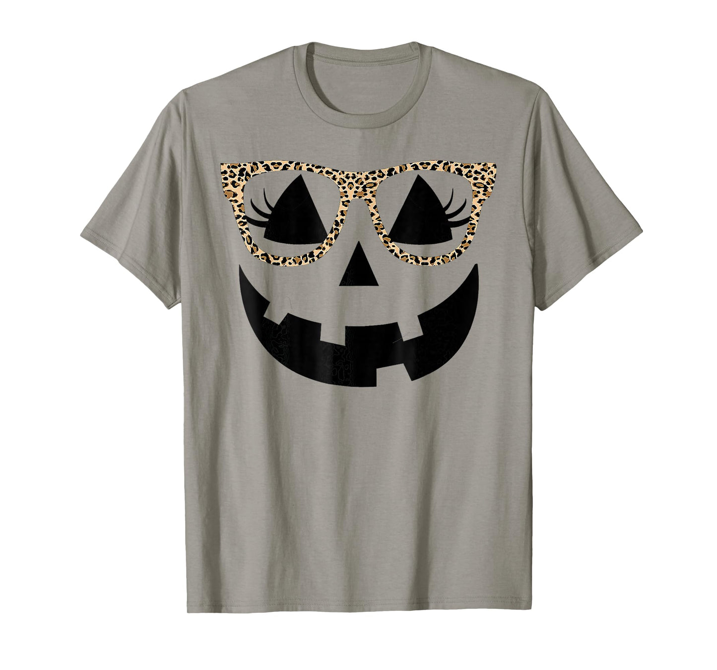 Jack O Lantern Face Pumpkin Hallowen Leopard Glasses T-Shirt